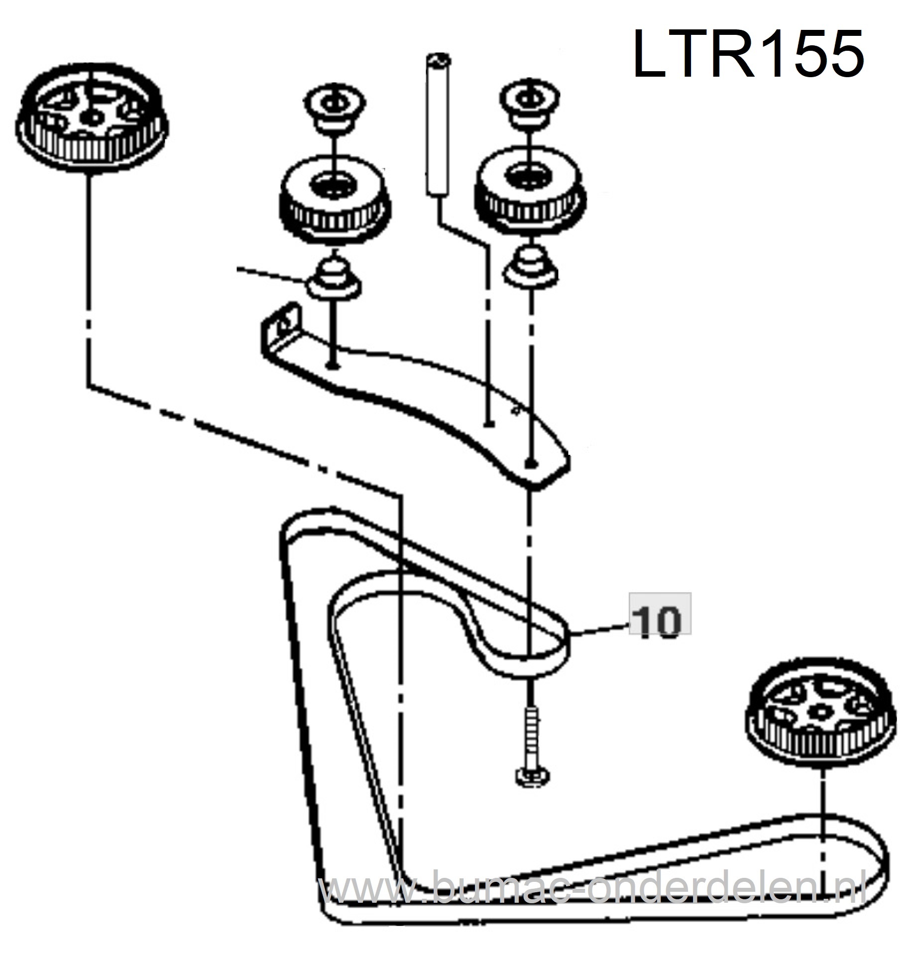 Tandriem 325 Tands voor JohnDeere LTR155 - LTR166 - LTR180 Zitmaaier, Dubbeltandriem voor Aandrijving Maaidek, Maaimessen bij Zitmaaiers, Tuintrekkers van Johndeere, Sabo, Sabre, Getande riem voor Maaidekaandrijving, onderdeel, LTR 155, LTR 166, LTR 180