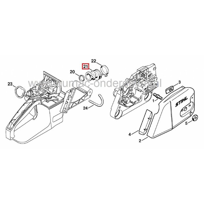 Inlaat Spruitstuk STIHL 034 - 036 - MS340 - MS360 Kettingzaag, Stihl Inlaatspruitstuk voor Kettingzaag - Motorzaag onderdeel