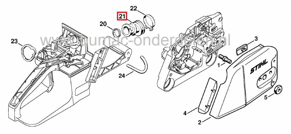 Inlaat Spruitstuk STIHL 034 - 036 - MS340 - MS360 Kettingzaag, Stihl Inlaatspruitstuk voor Kettingzaag - Motorzaag onderdeel