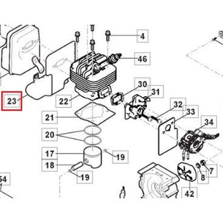 Uitlaatpakking voor Castelgarden, Stiga, Alpina, Mountfield Bosmaaier, Bermmaaier, ABR42D, ABR52D,  B42D, B52D, BC545D, BC555B, BC555R, CB142, CB153D, CB153F, EP420G, OKAY 4516MS, SBC242D, SBC252D, TB442D, XB242D, dichting, onderdeel