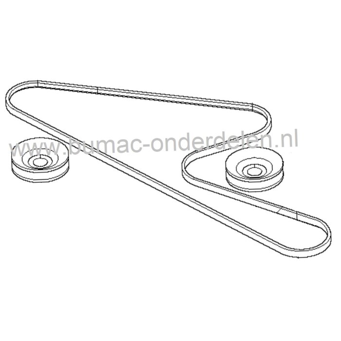 V snaar op Maaidek Husqvarna en Jonsered Frontmaaier met 103 Cm Combi Maaidek, FR2115MA, FR2116MA, FR2216FA2, FR2218FA2, FR2318FA2, Proflex 18, Proflex 21, R15T AWD, R316T AWD, R316TsAWD, R316TXs AWD, R318, R320 AWD, Rider 15T, Rider 15V2, Rider 15V2 AWD,