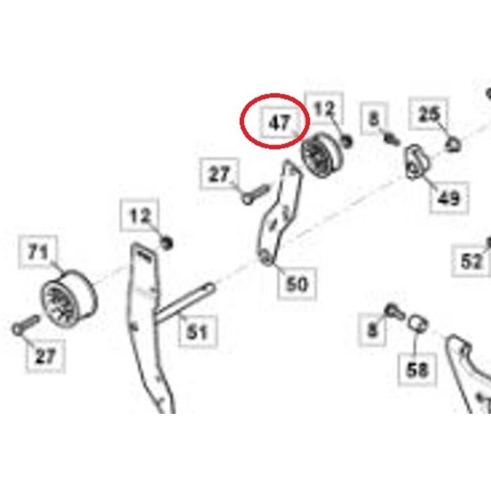 V snaar poelie voor aandrijving van CastelGarden, Stiga, Dino, Mountfield, Alpina, Motec veegmachine, zitmaaier, grasmachine, tuintrekker, verticuteermachine, hakselaar AS46P, AS56P, AS62P, OKAY4516MS, SNC62P, SNC62PB, ST3146P, ST4262PB, ST5262PB, ST5266P