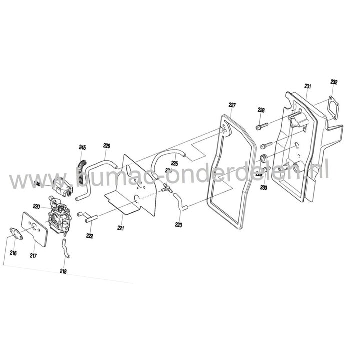 Inlaatpakking voor Dolmar PB7660.4, Makita EB7660TH, PB 76604, 4-takt Bladblazers, carburateurpakking voor PB76604, Makita EB 7660 TH,  onderdeel inlaatdichting, inlaat pakking, dichting, carburator, pakking tussen carburator en spruitstuk