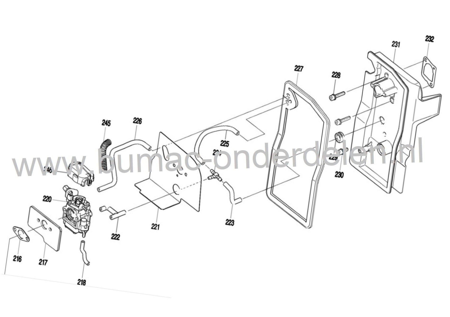 Inlaatpakking - plaat voor Dolmar PB7660.4, Makita EB7660TH, PB 76604, 4-takt Bladblazers, carburateurpakking voor PB76604, Makita EB 7660 TH, onderdeel inlaatdichting, inlaat pakking, dichting, carburator, pakking tussen luchtfilterhuis en Carburateur