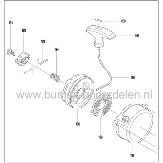 Handstarter compleet voor Dolmar PB7660.4, Makita EB7660TH, PB 76604, 4-takt Bladblazers, hand starter voor Dolmar PB76604, Makita EB 7660 TH, onderdeel, startinrichting