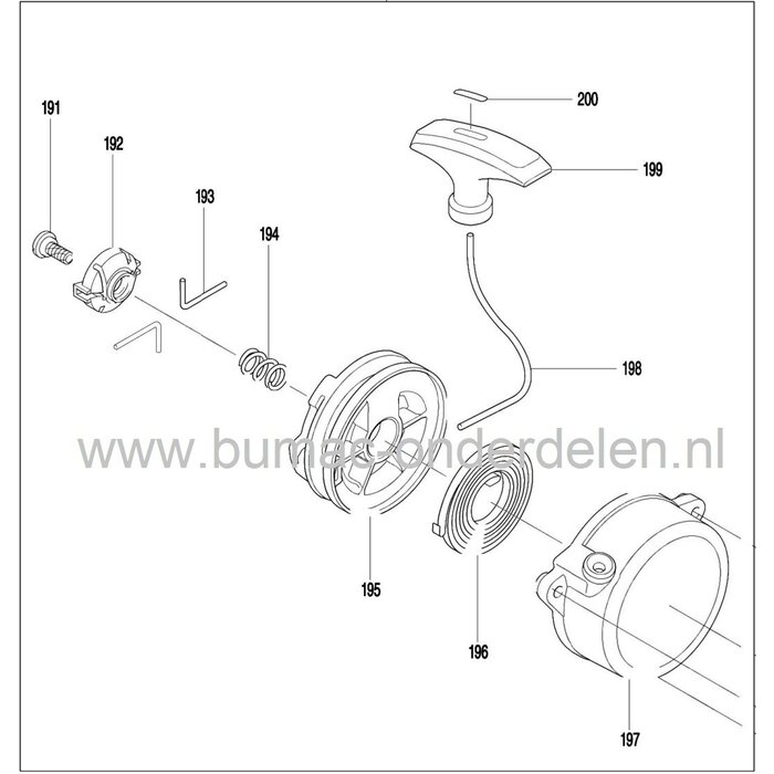 Startpal voor Dolmar handstarter PB7660.4, Makita EB7660TH, PB 76604, 4-takt Bladblazers, Dolmar PB76604, Makita EB 7660 TH, onderdeel, start pal