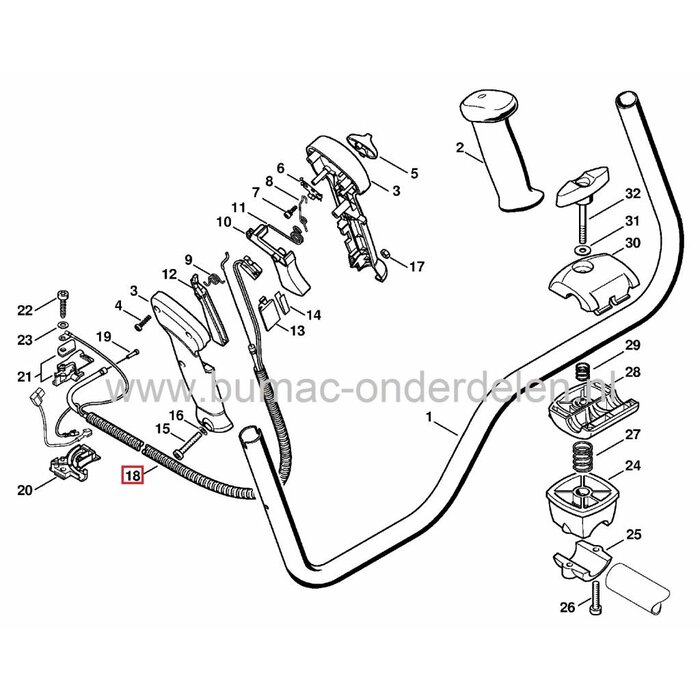 Gaskabel STIHL FS120 - FS200 - FS250 - FS300 - FS350 - FS400 - FS450 - FS480 Bosmaaier - Bermmaaier - Strimmer