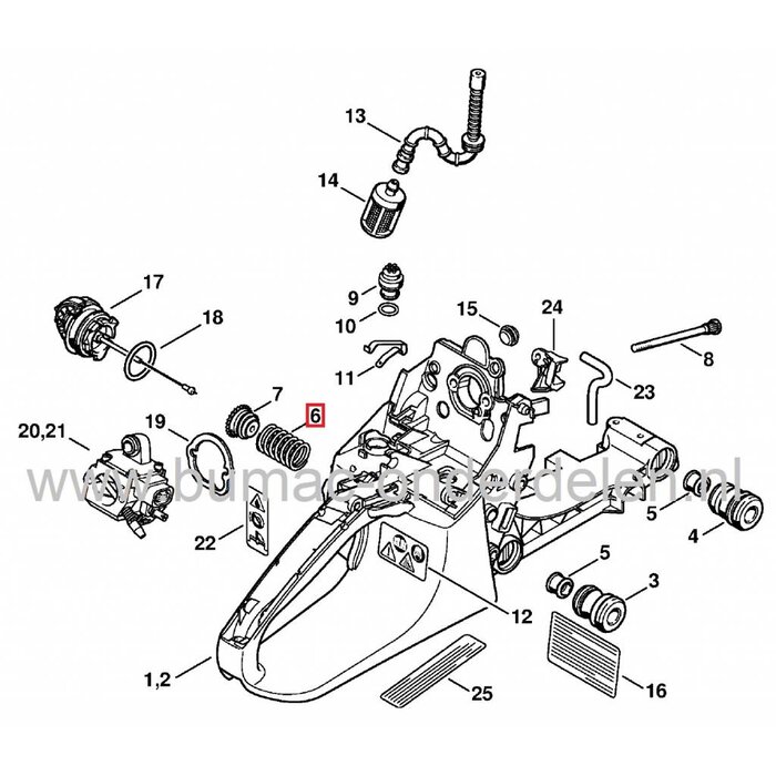 Veer Trillingsdemper STIHL MS270 en MS280 Kettingzaag - Motorzaag, Vibratiedemper - Ophangrubber - Trillingdemper, onderdeel