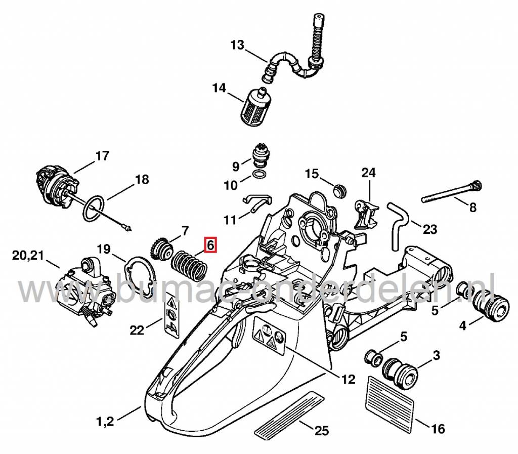 Veer Trillingsdemper STIHL MS270 en MS280 Kettingzaag - Motorzaag, Vibratiedemper - Ophangrubber - Trillingdemper, onderdeel