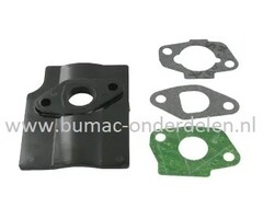 Isolator voor carburateur op RS100 Motor, Castelgarden, Stiga, Alpina, Mountfield RS100 motoren, tussenstuk carburateur en motor, isolator met pakkingen, warmte isolatieplaat voor GGP grasmaaiers, cirkelmaaiers, benzinemaaiers, loopmaaiers