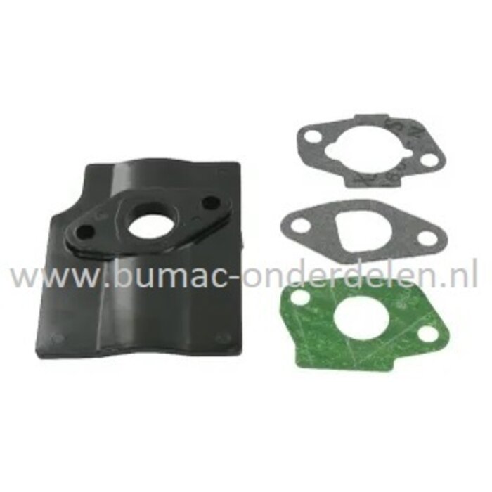 Isolator voor carburateur op RS100 Motor, Castelgarden, Stiga, Alpina, Mountfield RS100 motoren, tussenstuk carburateur en motor, isolator met pakkingen, warmte isolatieplaat voor GGP grasmaaiers, cirkelmaaiers, benzinemaaiers, loopmaaiers