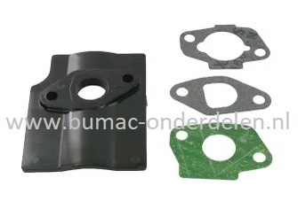 Isolator voor carburateur op RS100 Motor, Castelgarden, Stiga, Alpina, Mountfield RS100 motoren, tussenstuk carburateur en motor, isolator met pakkingen, warmte isolatieplaat voor GGP grasmaaiers, cirkelmaaiers, benzinemaaiers, loopmaaiers