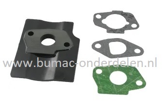 Isolator voor carburateur op RS100 Motor, Castelgarden, Stiga, Alpina, Mountfield RS100 motoren, tussenstuk carburateur en motor, isolator met pakkingen, warmte isolatieplaat voor GGP grasmaaiers, cirkelmaaiers, benzinemaaiers, loopmaaiers