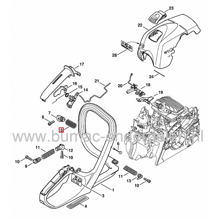 Veer Trillingsdemper STIHL MS171 - MS181 en MS211 Kettingzaag, Vibratiedemper - Trillingdemper - Dempveer voor Stihl Kettingzagen - Motorzagen onderdelen