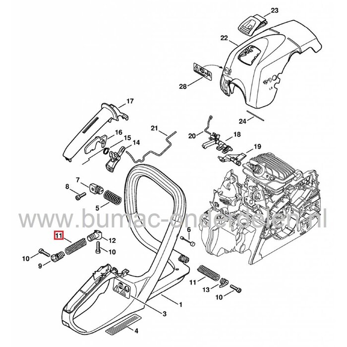 Dempveer voor Stihl Kettingzaag MS171 - MS181 en MS211, Veer Trillingsdemper - Anti Vibratie Rubber - Demp Veren Stihl Kettingzaag - Motorzaag, onderdeel