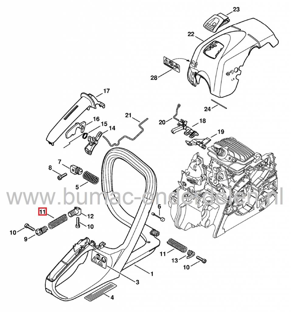 Dempveer voor Stihl Kettingzaag MS171 - MS181 en MS211, Veer Trillingsdemper - Anti Vibratie Rubber - Demp Veren Stihl Kettingzaag - Motorzaag, onderdeel
