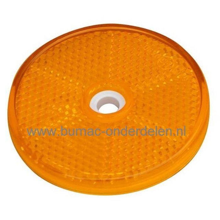 Cirkel reflector oranje diameter 6 cm voor trekker, aanhangers, kiepkar, aanhangwagens, onderdeel
