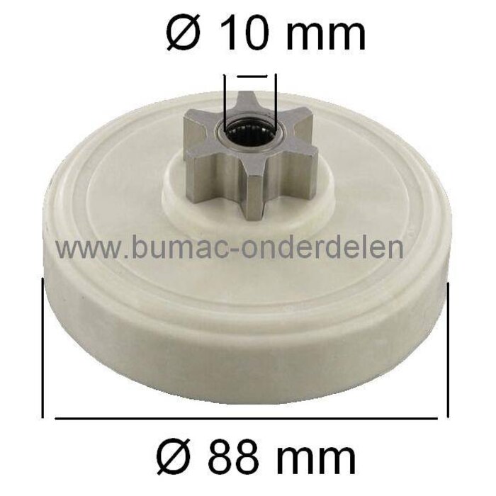 Koppelingstrommel met Vast Aandrijftandwiel voor Husqvarna, ALKO KE1600 - 1800W, FERM FCS1800W, MCCULLOCH EM235 - ES16-1, PARTNER P1435 - P2114 - P2116, STIGA Gardenclub SE1800W, TALON AC211 - AC116 Kettingzaag