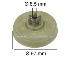 Tandwiel voor Aandrijving van de Zaagketting bij Elektrische Kettingzaag, Motorzaag van Stiga, Castelgarden, Alpina, Mountfield
