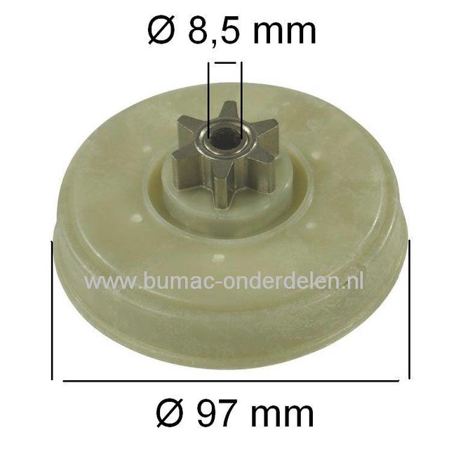 Tandwiel voor Aandrijving van de Zaagketting bij Elektrische Kettingzaag, Motorzaag van Stiga, Castelgarden, Alpina, Mountfield