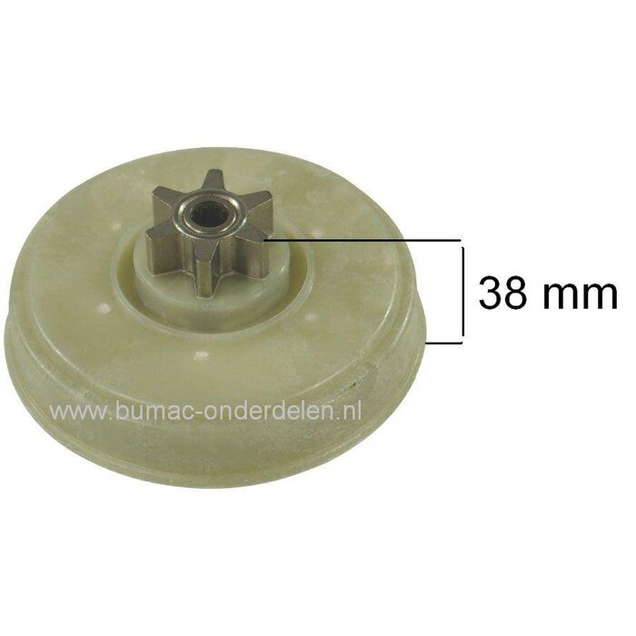 Tandwiel voor Aandrijving van de Zaagketting bij Elektrische Kettingzaag, Motorzaag van Stiga, Castelgarden, Alpina, Mountfield