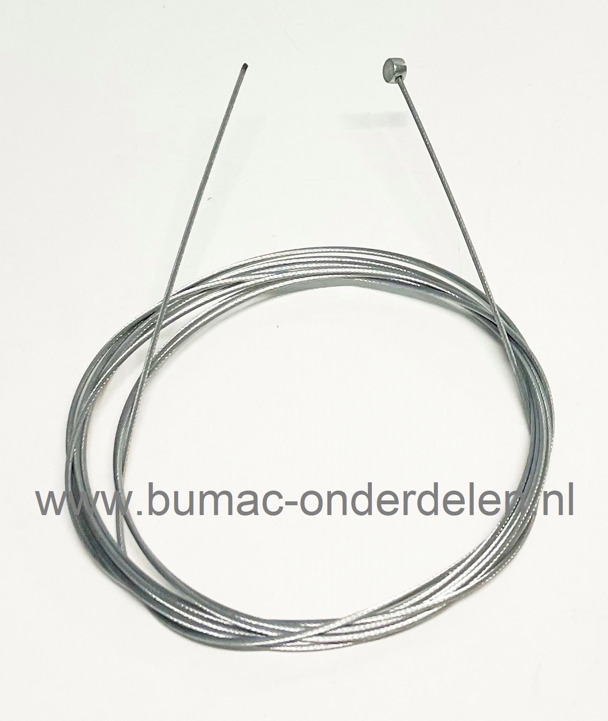 Flexibele kabel met Ton aansluiting voor verticuteermachine, kooimaaier, brommer, scooter, quad, tuintrekker, tuinfrees, grasmaaier, kabel lengte 2200 mm - Ø 1,2 mm, Ton Ø 6x3,2 mm, gaskabel, koppelingskabel, remkabel, bedieningskabel, onderdeel