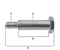 Wielbout voor John Deere, Sabre, Sabo zitmaaier, tuintrekker, bout voor bevestiging van steunwiel aan maaidek, onderdeel