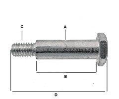 Wielbout voor Snapper, Simplicity, Murray, Castelgarden, Stiga, Ferris, Iseki, Kubota, Husqvarna, Jonsered, Partner, MTD, Wolf, John Deere, Alko, zitmaaier, tuintrekker, frontmaaier, grasmaaier, bout voor bevestiging van steunwiel aan maaidek, onderdeel