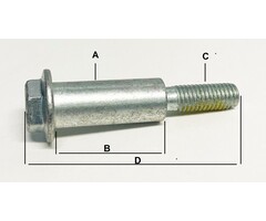 Wielbout voor John Deere, Sabre, Sabo zitmaaier, tuintrekker, 12PB, 12PC, 12SB, 14PB, 14PZ, 14SB, 14SC, 14SE, 14SZ, 14SX, 14PT, 14ST, JA65, JE75, JX75, JX85, bout voor bevestiging van steunwiel aan maaidek, onderdeel