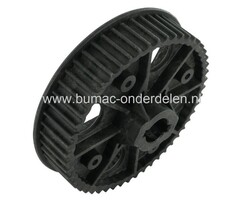 Getande Poelie  voor HUSQVARNA en JONSERED Frontmaaiers Rider 11, Rider13, Rider 13 BioClip,  Rider 15-V2, Rider 155 , Rider Pro 15, Rider Pro 15-V2, Rider 16, Rider 16H, Rider Proflex 18, Rider Proflex 21, Jonsered FR2111M, FR2113M, FR2115MA, FRH13, FRH1