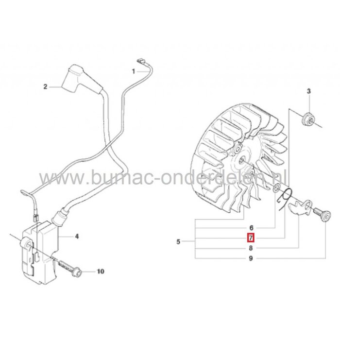 Retourveer Starterpal Kettingzaag HUSQVARNA 61 - 66 - 77 - 266 - 268 - 272 - 281 - 288 - 298 - 362 - 365 - 371 - 372 - 385 - 390 - 394 - 395 - 480 - 570 - 575 - 576 - 3120, Starterpal Retour Veer Jonsered - Partner - McCulloch