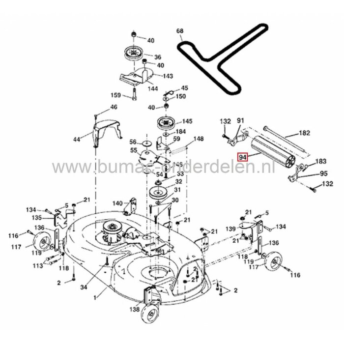 Steunwiel voor Zitmaaier Maaidek van HUSQVARNA - AYP - JONSERED - PARTNER - MCCULLOCH - LAZER - CRAFTSMAN, Maaidek Wiel voor Zitmaaier - Frontmaaier - Tuintrekker