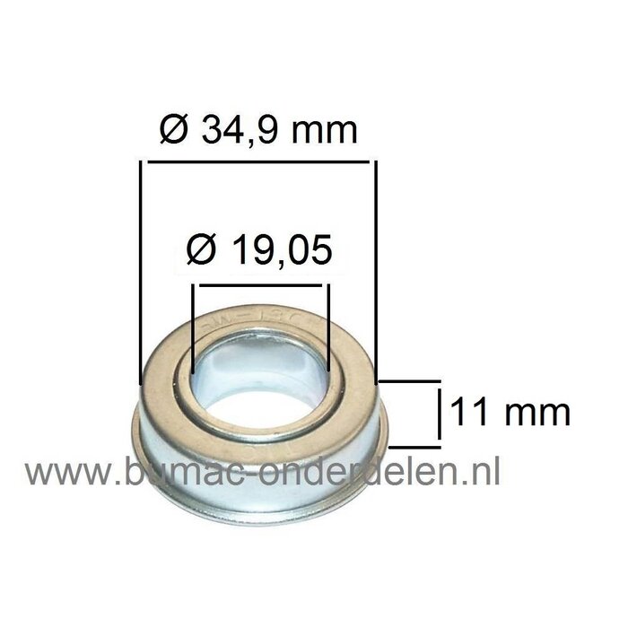 Flenslager - Wiellager voor Grasmaaier - Zitmaaier - Frontmaaier - Aanhanger - Skelter - Kruiwagen, onderdeel