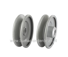 V snaar poelie met spiegroef voor Murray, Simplicity, Snapper, zitmaaier, frontmaaiers, tuinfrees, grondfrees, spanpoelie, drukpoelie, riemschijf met meshouder en spiegroef, onderdeel