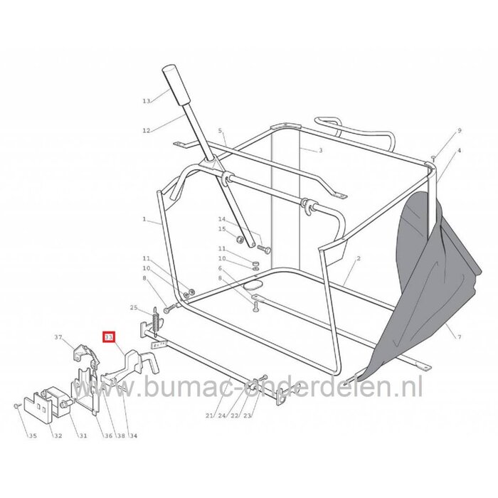 Hendel Vangbak Vol CASTELGARDEN - STIGA - ALPINA - MOUNTFIELD Zitmaaier - Frontmaaier - Tuintrekker met 92 -102 en 122 Cm Maaidek onderdeel