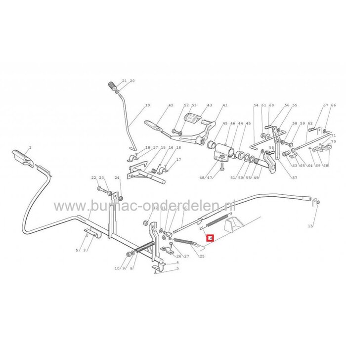 Veer voor remstang en V snaar maaidek ontspannen op Castelgarden, Stiga, Mountfield, Alpina, Viking, Brill, Honda Zitmaaiers met 92 Cm Maaidek, Remveer, onderdeel, J, JP, JT, JP92, JR92, JTP, JB, JX, JS92, TC92, Junior, 92 Hydro, JX160HD, NJX 92, RH1336,