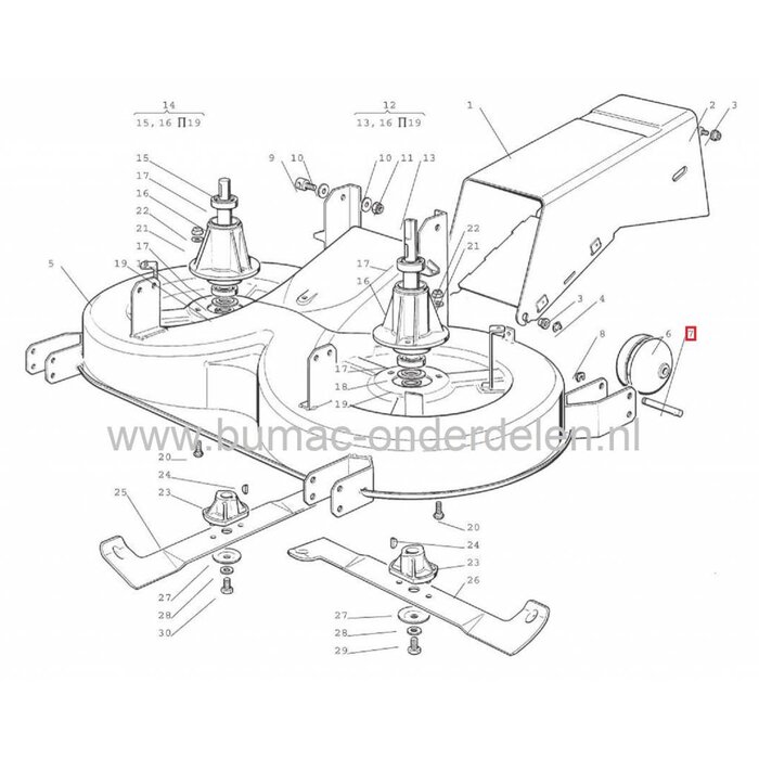 Wielas voor Steunwiel CASTELGARDEN Zitmaaier - Frontmaaier - Tuintrekker, Castel Garden - Mountfield - Alpina - Stiga onderdeel