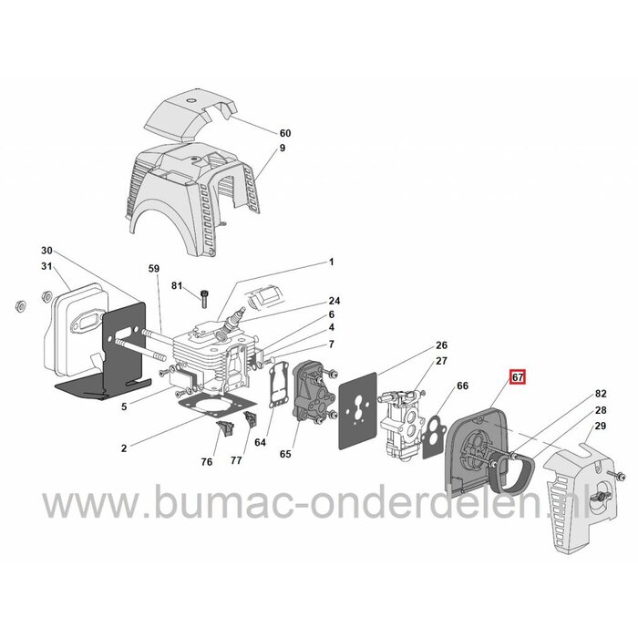 Luchtfilterhuis CASTELGARDEN XB51S - XB51DS - XB51FS, STIGA SB51DS - SB51S - SB51FS, Bosmaaier - Bermmaaier - Strimmer - Trimmer, Houder voor Luchtfilter, Stiga - Castel Garden - Mountfield - Alpina