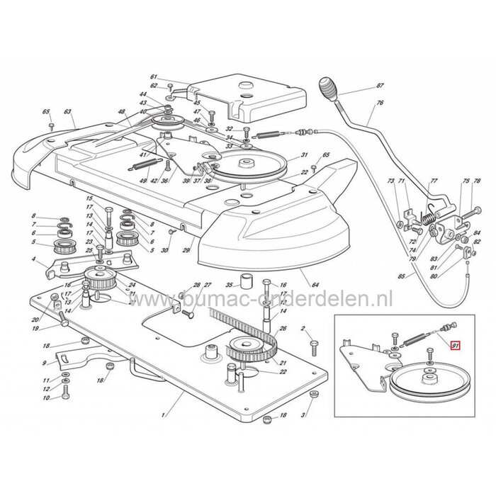 Koppelingskabel CASTELGARDEN 102 Cm - 122 Cm Zitmaaiers, TC102 - TCP102 - TC122 - TCP122, Castel Garden - Stiga - Mountfield - Alpina, Zitmaaier - Frontmaaier - Tuintrekker, PTO Kabel, onderdeel