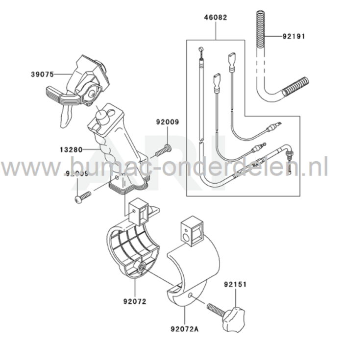 Beugel voor Kawasaki bladblazers KRB400B, KRB 400 B, onderdeel