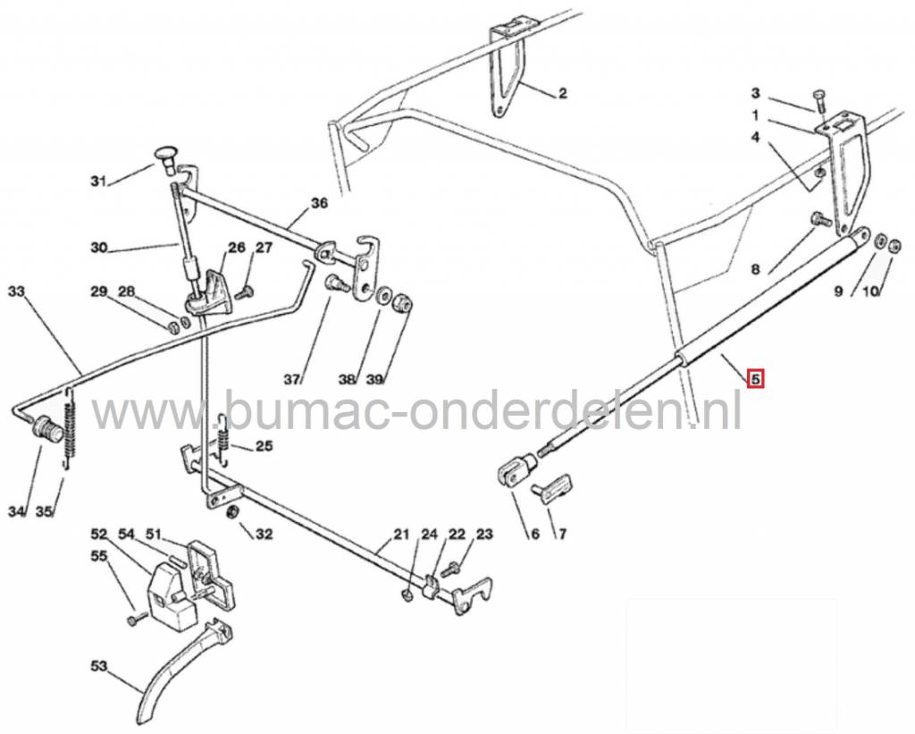 Gasdrukveer Vangbak CASTELGARDEN - STIGA - MOUNTFIELD - ALPINA Zitmaaier, Gas Drukveer voor Ledigen Vangbak bij Zitmaaiers