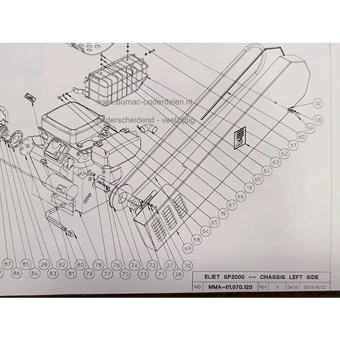 V - snaar voor Eliet versnipperaar, hakselaar, riem voor aandrijving Super prof 2000