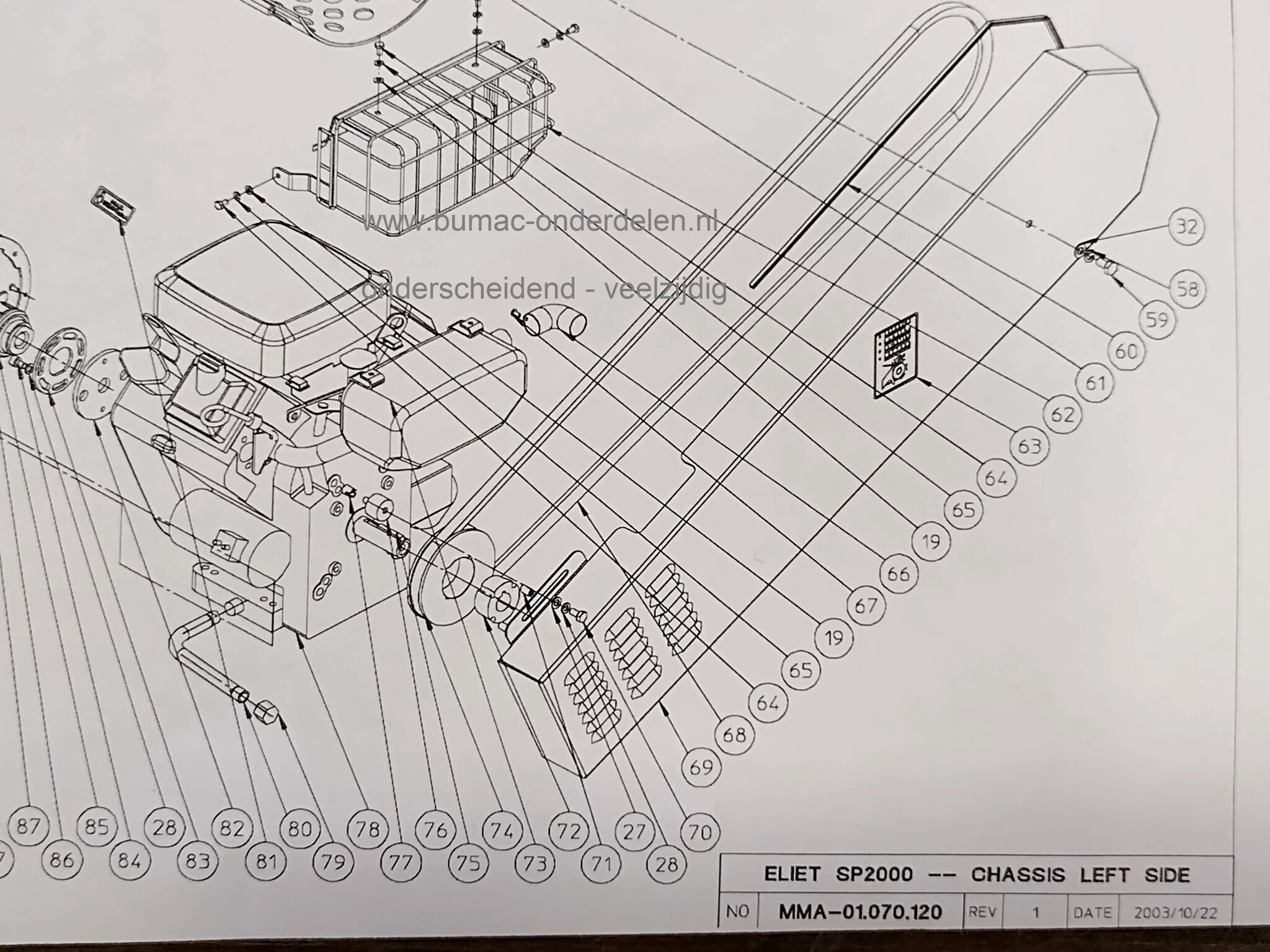 V - snaar voor Eliet versnipperaar, hakselaar, riem voor aandrijving Super prof 2000