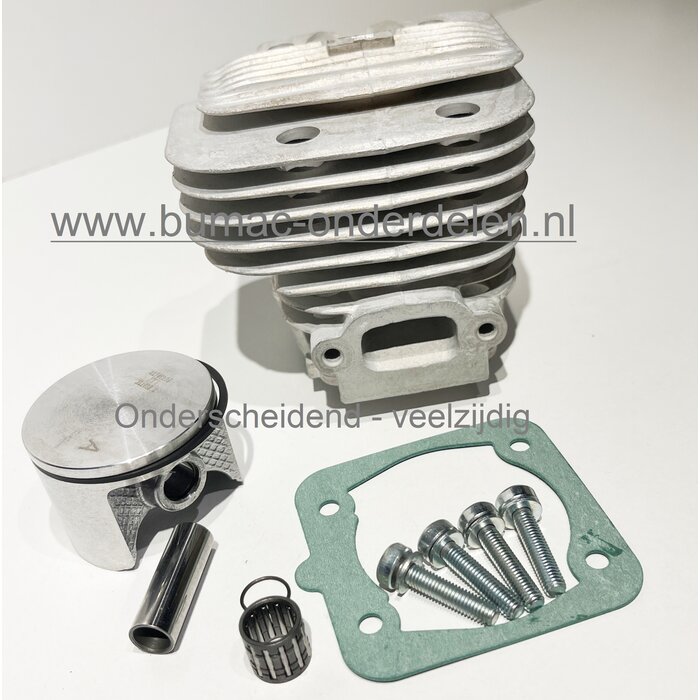 Cilinderkit Ø 45 mm voor Kettingzaag, Dolmar Makita Kettingzaag PS-5105, PS-5105C, PS-5105 CH, PS-5105 CX, PS-5105 H Complete Cilinderkit: Cilinder met Zuiger – Zuigerveren - Pistonpen en Cilinderpakking, Interne Motordelen, Motorzaag, Cilinderkit onderde