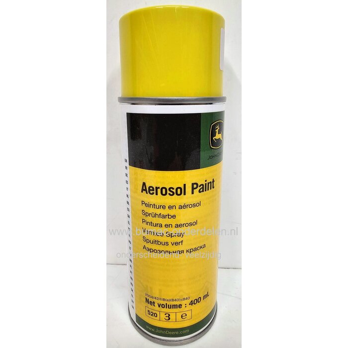 Gele verf in spuitbus voor John Deere Zitmaaiers, Frontmaaiers, Tuintrekkers, John Deere, JOHN DEERE, spuitbus verf geel voor Johndeere Zitmaaiers