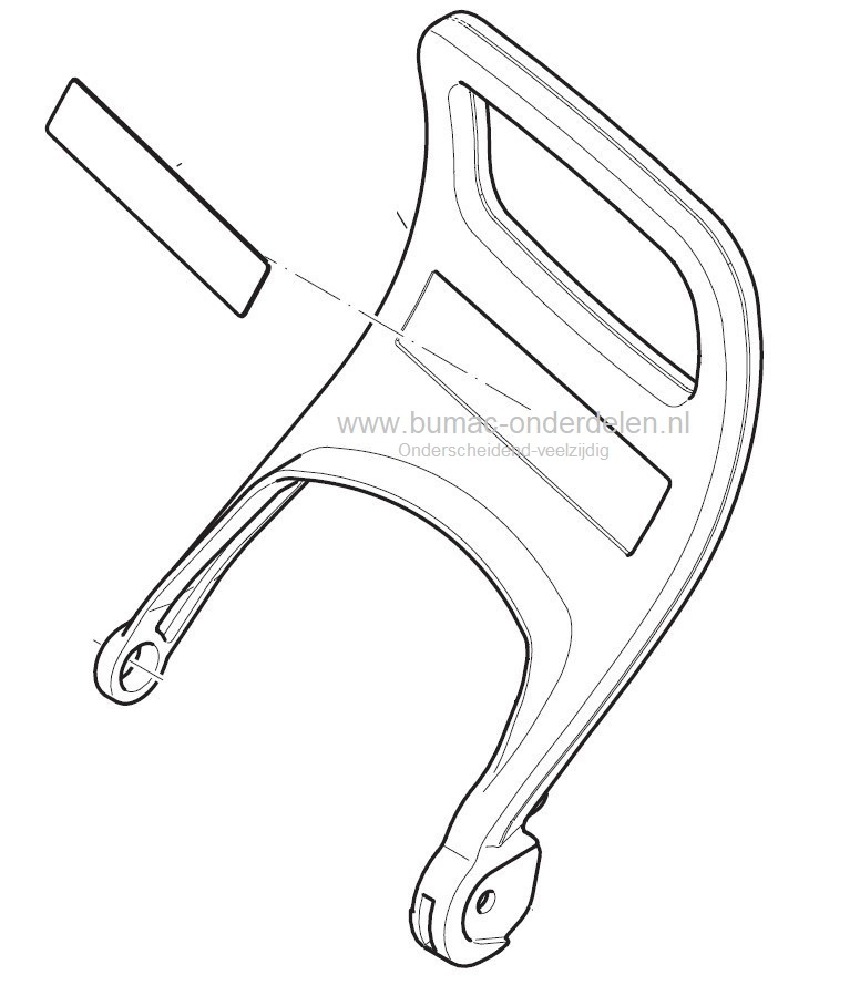 Remhendel voor Dolmar - Makita -  kettingzaag, motorzaag, DCS460,  DCS461, DCS500,  DCS501. DCS4600S, DCS4600SH, DCS5000, DCS5000H, DCS5001, DCS5001H,  DCS5121, kettingrem, kettingzaag, chain brake, Kettenbremse  onderdeel.