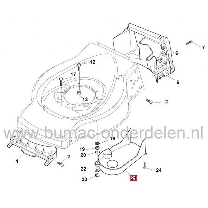 V snaar Beschermkap CASTELGARDEN Grasmaaiers, Stiga - Alpina - Castel Garden - Mountfield, oa SP184 - SP454 - SP470 - SP474 - Collector 46, Grasmaaier - Loopmaaier - Benzinemaaier