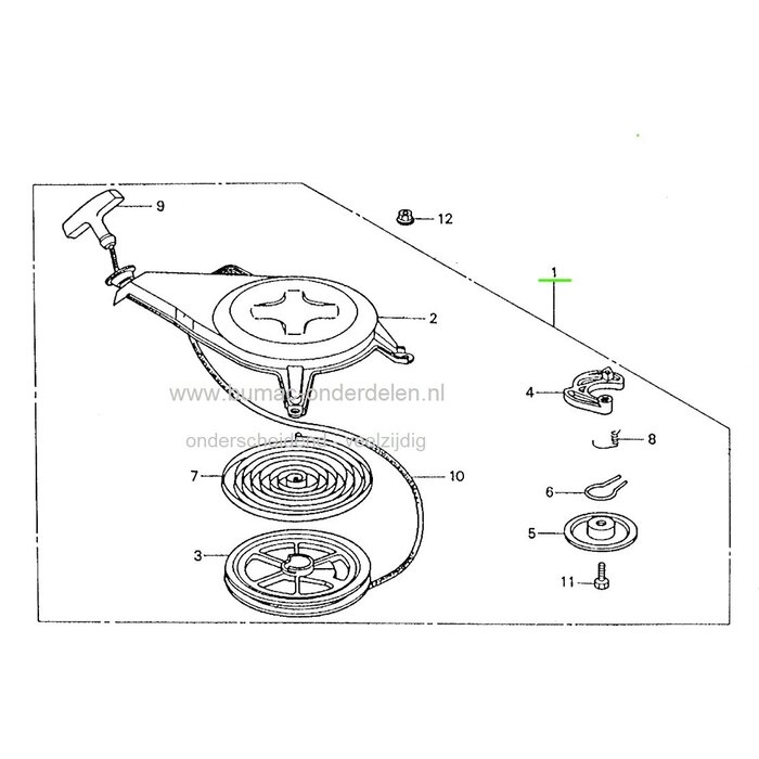 Honda Handstarter voor F210, F220 Grondfrezen en Tuinmachines onderdeel