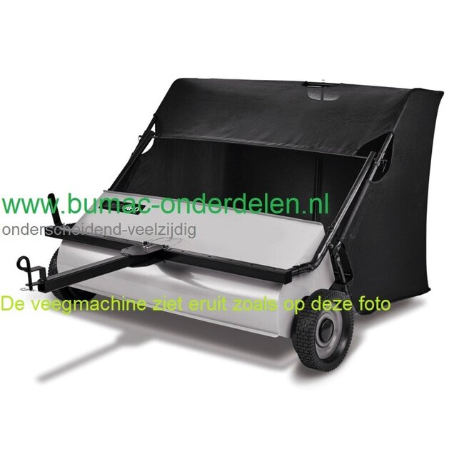 Grasveger - Bladveger - Mosveger - Veegmachine achter Zitmaaier - Frontmaaier of Quad Gras als Bladeren of Mos mee op te vegen Voor Zitmaaiers - Frontmaaiers en Quad Grasveger Bladveger Mosveger