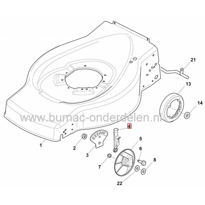 Hendel Hoogte Verstelling CASTELGARDEN Grasmaaier - Benzinemaaier - Loopmaaier, Stiga - Castel Garden - Mountfield - Alpina, onderdeel